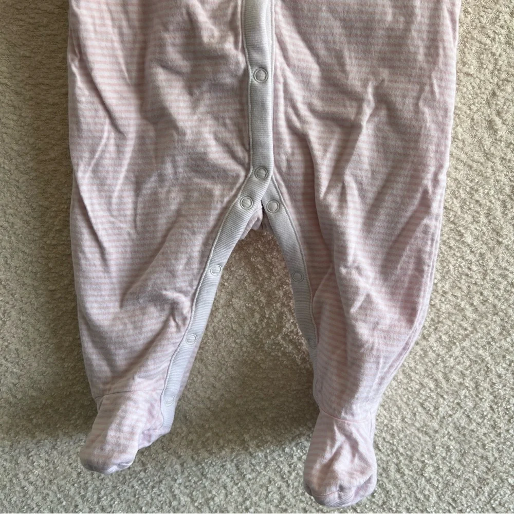 Janie And Jack Baby Pink White Stripe One Piece‎ Snap Pajamas Size 3-6 Months